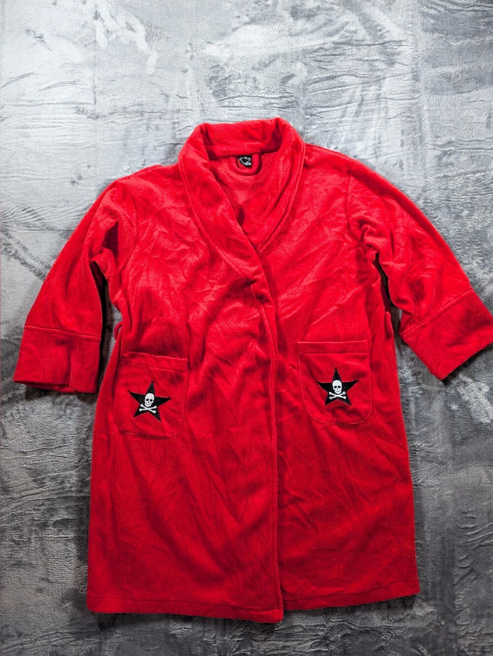 Morbid Threads Vintage Red Fleece Bath Robe Skull Star Gothic Y2K Medium